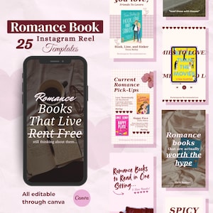 Romance Bookstagram Reel Covers: Rosa & Beige Canva-mallar (redigerbar, digital nedladdning)