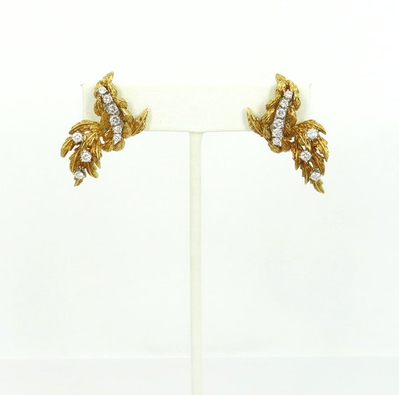 Vintage gold diamond dangle earrings - image 1