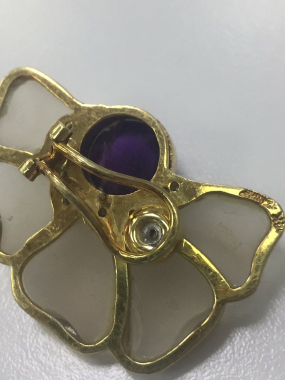Vintage Crystal Diamond Amethyst Gold Earrings - image 3