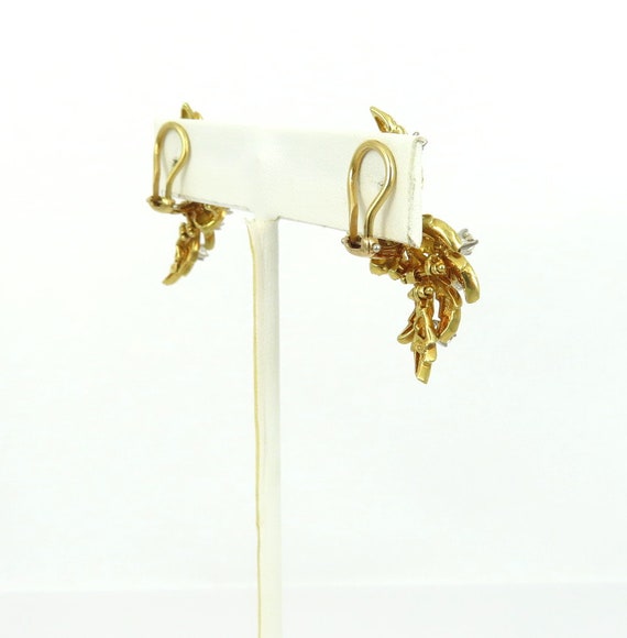 Vintage gold diamond dangle earrings - image 3