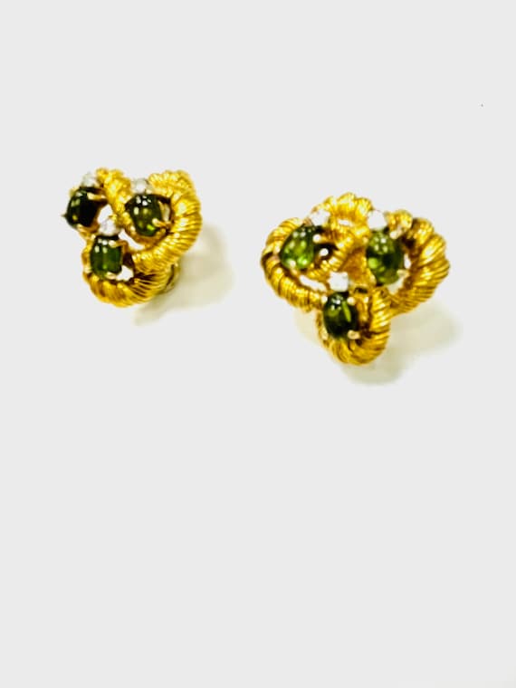 18kt Gold Tourmaline Diamond Love Knot Earrings