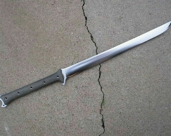 Handmade Viking Katana, Forged Carbon Steel Sword, Leather Sheath