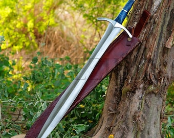Hand Forged D2 Steel Roman Sword with Blue Wood Handle & Leather Sheath / Gift Sword, Beautiful Gift For Him, Husband Gift, Christmas Gift