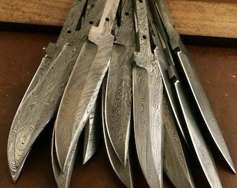 Damascus Steel Blank Blades, Knife Making Supplies, Lot of 20