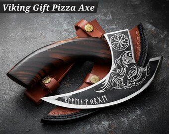 viking gifts, viking knife, pizza axe, viking pizza cutter, hand forged axe, handmade viking axe, hatchet, Multi Purpose Cutter GIFT For Her
