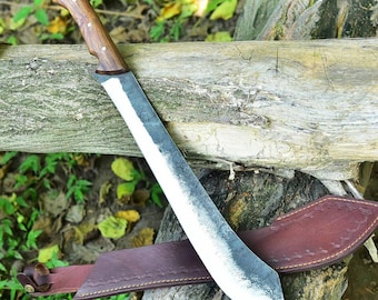 Handmade High Carbon Steel 1095 27 Inches Machete Sword & Leather Sheath / Gift Sword, Beautiful Gift For Him, Husband Gift, Christmas Gift
