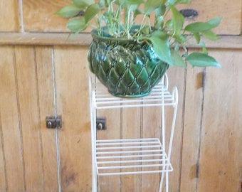 Vintage Wire Stand Mid Century Accent Table White Plant Stand