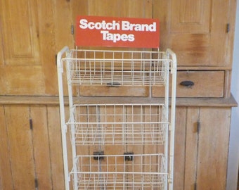 Vintage Metal Wire Store Display Rack Scotch Brand Tapes Stand