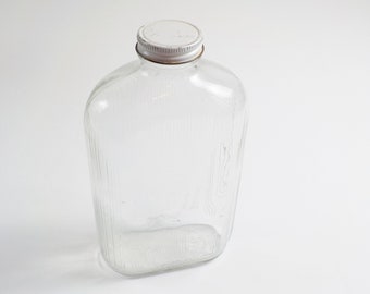 Vintage Clear Glass Jar Duraglas Full Quart Unique Shape