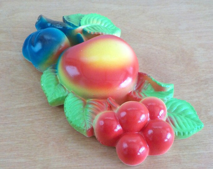 Vintage Miller Studios Chalkware Fruit Kitchen Decor Apple Plum