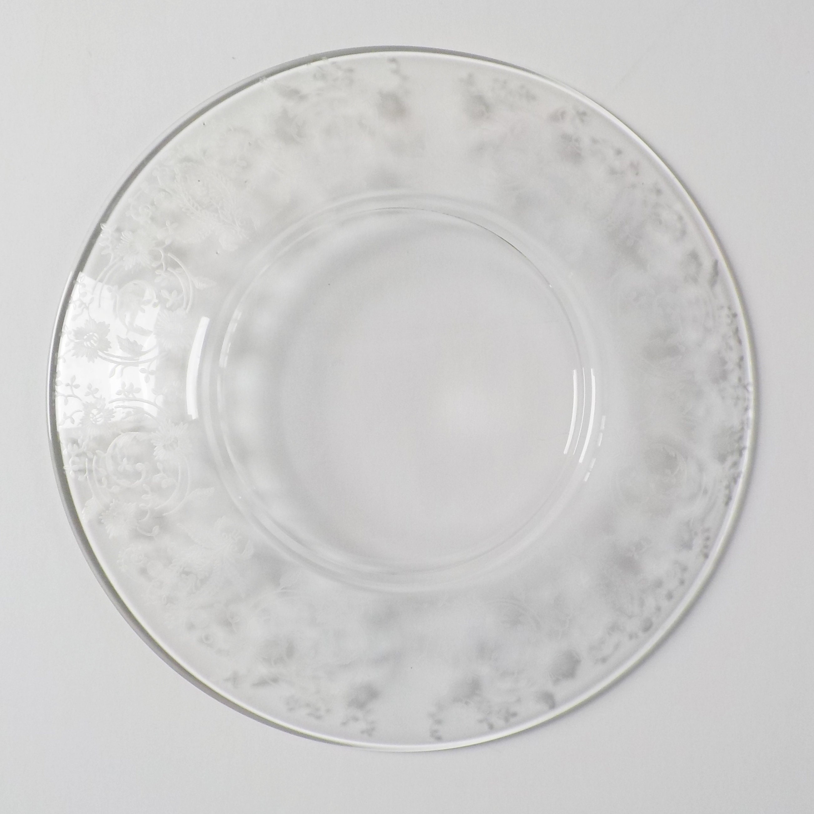 Vintage Etched Clear Glass Plate Set of 3 Etsy
