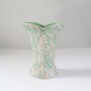 Vintage McCoy Vase Green and White Splatter Pattern Large