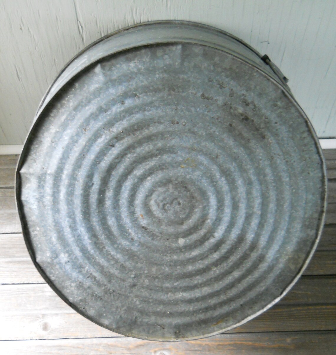 Vintage Galvanized Wash Tub Large Round Etsy