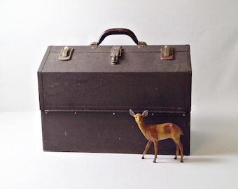 Antique Wooden Engineers Toolbox / Tool Box / Collectors Cabinet C