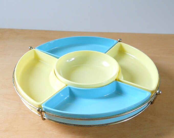 Vintage Veggie and Dip Carousel Lazy Susan Revolving Tidbit Etsy