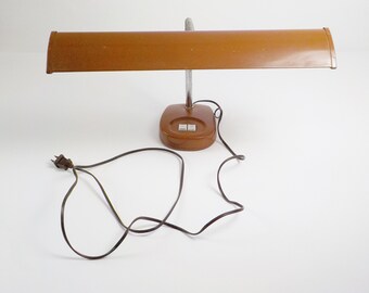 Vintage Gooseneck Metal Desk Task Light Industrial Brown Bar Lamp