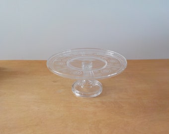 Vintage Clear Glass Cake Stand Deco Design Circle and Line Cake Stand Flower Cake Plate