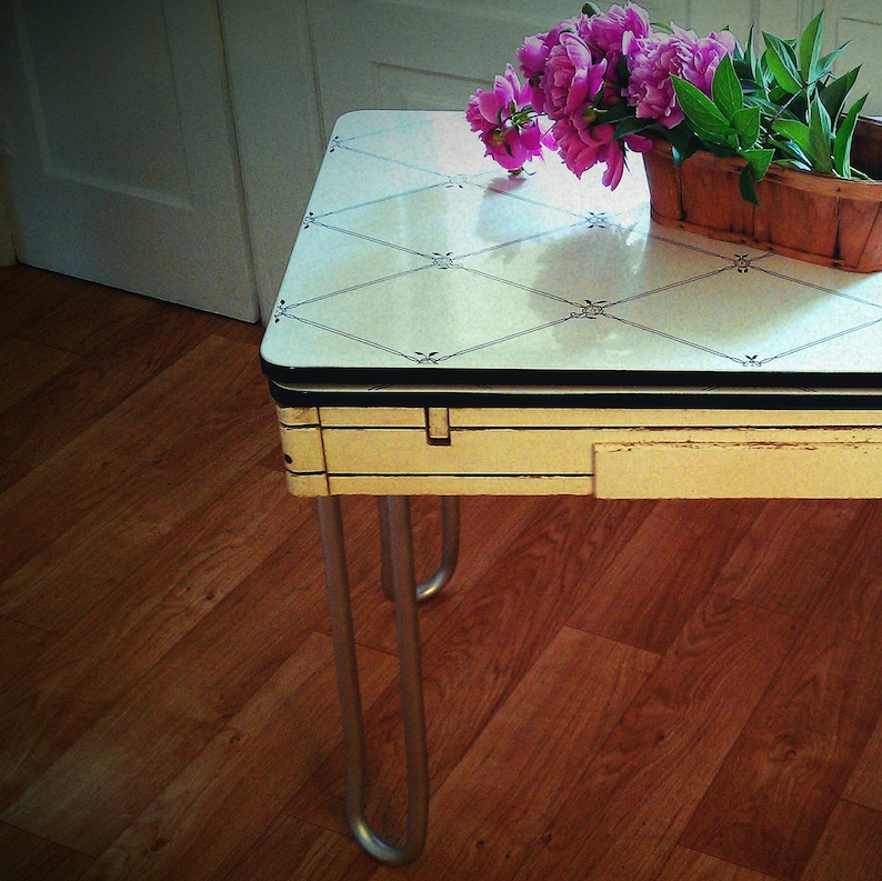 Vintage Enamel Top Kitchen Table Etsy