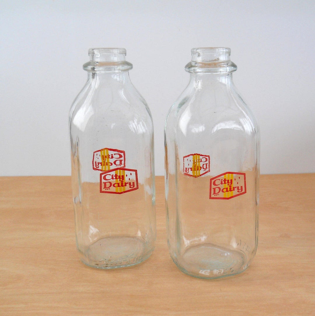 Vintage Milk Bottle City Dairy Glass Milk Bottles Etsy