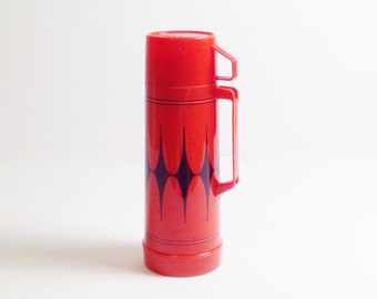 Vintage Aladdin Plastic Thermos Red and Black One Pint