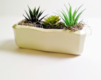 Vintage USA Large Rectangular Planter Off White