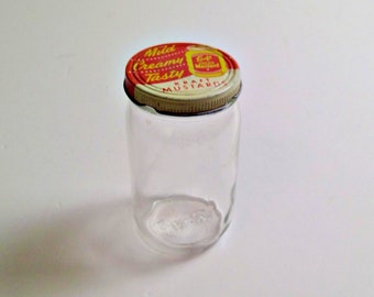 Vintage Kraft Mustards Jar with Red White and Yellow Lid