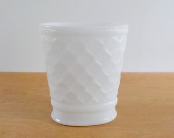 Vintage E. O. Brody Milk Glass Vase MJ 45 Oval Diamond Pattern White Vase