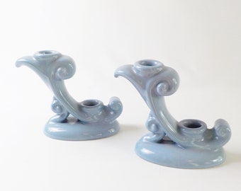 Vintage Abingdon Quad Candle Holders Pale Blue 479 Pair