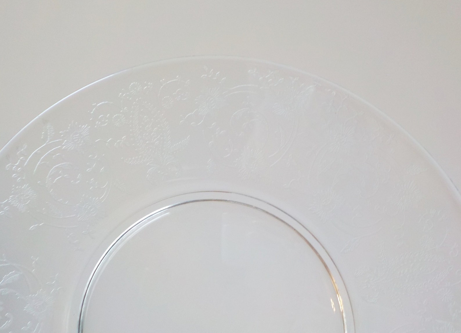 Vintage Etched Clear Glass Plate Set of 3 Etsy
