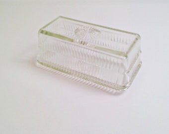 Vintage Clear Glass 1 Pound Butter Dish