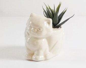 Vintage Kitty Planter Mid Century Off White Cat Planter