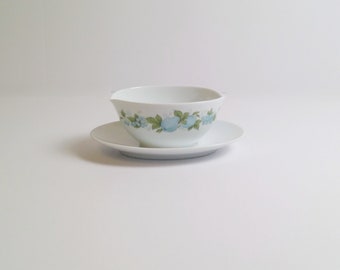 Vintage Noritake China 6695 Blue Orchard Gravy Boat Japan