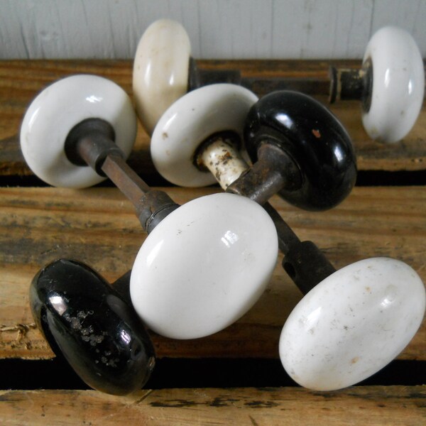 Door Knobs Antique Porcelain 4 Pairs