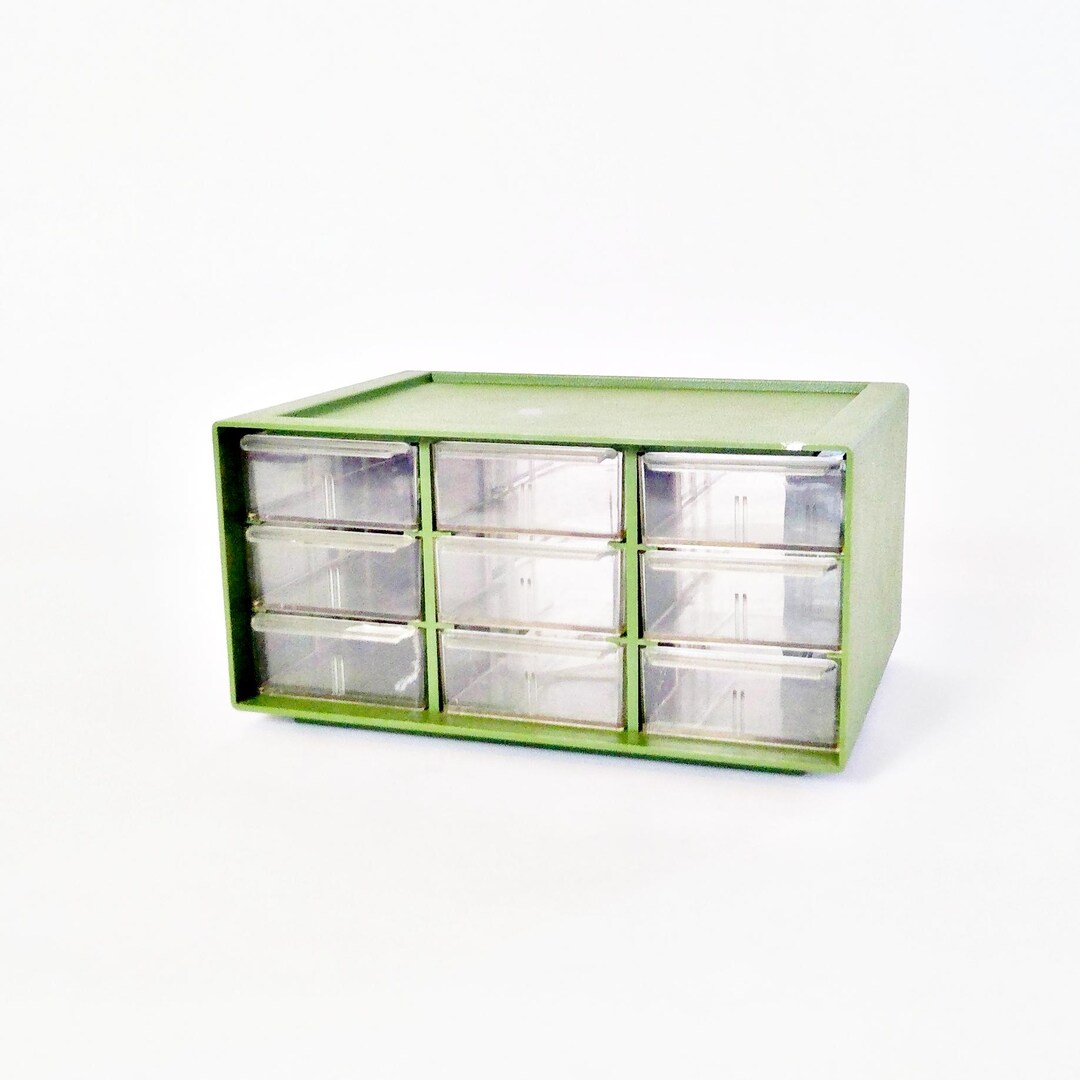 Vintage Green Plastic Akro Mils Parts Box With Drawers Organizer Parts ...