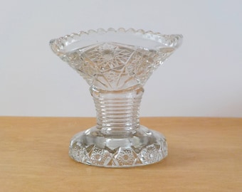 Vintage Clear Glass Vase Elegant Cut or Pressed Glass Vase