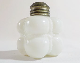 Vintage White Victorian Milk Glass Salt Shaker Square Present