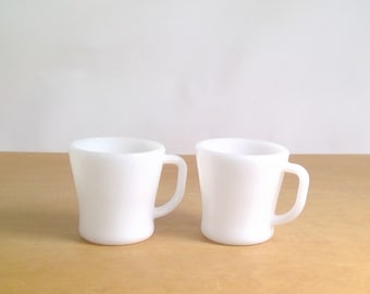 Vintage Federal Glass Coffee Mugs Milk Glass White