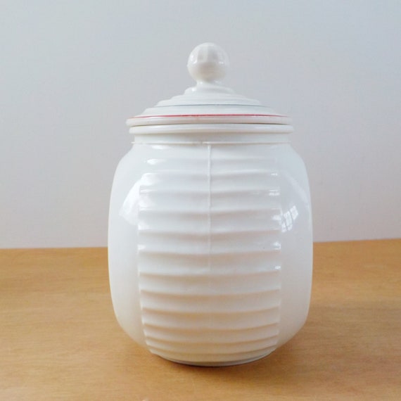 Vintage Fire King Glass Grease Jar 1940s Milk Glass Art Deco Red and Black Fired On Color Flower Pots Vintage Fire King Glass Grease Jar 1940s Milk Glass Art Deco Red and Black Fired On Color Flower Pots