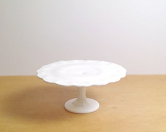 Vintage Indiana Teardrop Milk Glass Cake Stand