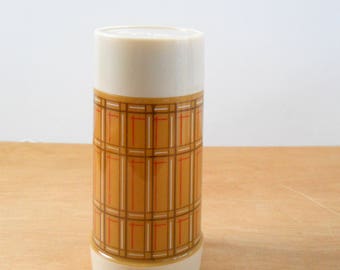 Vintage Aladdin Plaid Thermos Plastic Brown Plaid Thermos