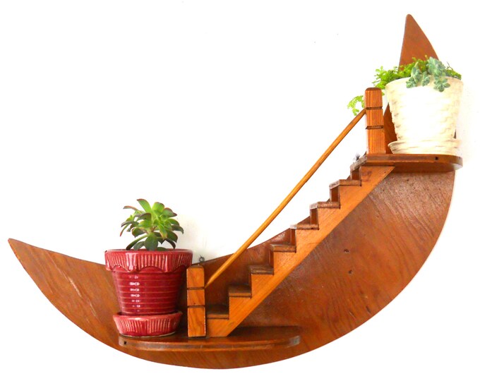 Vintage Plywood Shelf Mid Century Wood Knick Knack Shelf Etsy