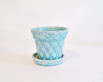 くぅ　　　　　　　　　　　　　　　　　　　　　【Vintage】McCoy McCoy Vintage Miniature Wave Flower Pot Planter Orange Mid Century