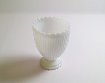 Vintage Napco Milk Glass Vase 1188 Footed Ribbed Large White Vase