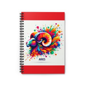 Zodiac Aries Ram Spiral Notebook - Ruled Line, Blank Journal, Astrology Diary, Horoscope Notepad, Personalized Gift