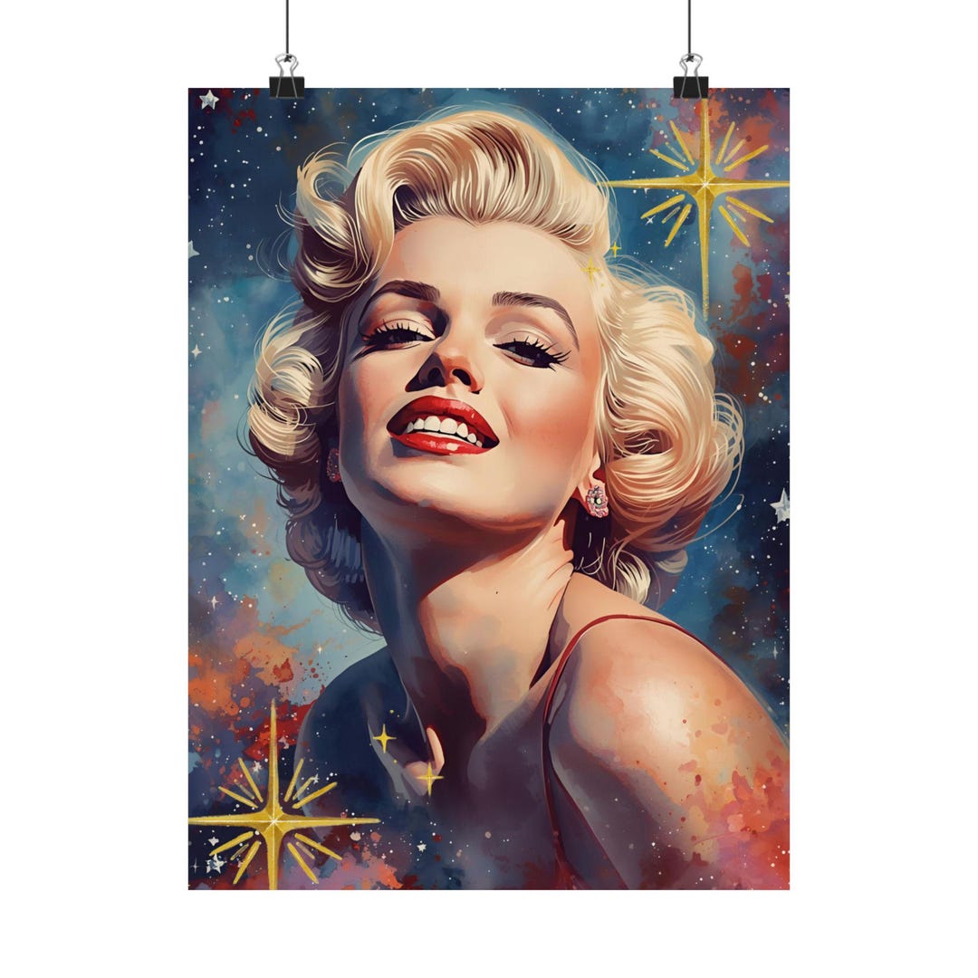 Marilyn Monroe Portrait Poster | Matte Vertical Poster, Retro Glam Wall ...