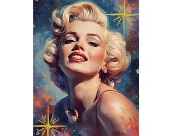 Marilyn Monroe Portrait Poster | Matte Vertical Poster, Retro Glam Wall Art