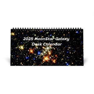 Celestial Desk Calendar, 2025 Grid, Minimalist Calendar, Astronomical Planner, Space Lover Gift, Office Decor, moon and stars desk calendar