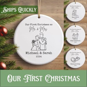 First Christmas as Mr. and Mrs. Ornament Personalized Gift for Bridal Shower, Couple Names Ornament, Personalized Wedding Gift, Just Married