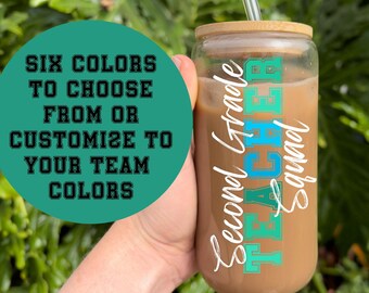Back to School Teacher Gift for Teacher Appreciation, Custom, Personalized for Teachers All Grades and Classes, Glass Sipper Iced Coffee Cup