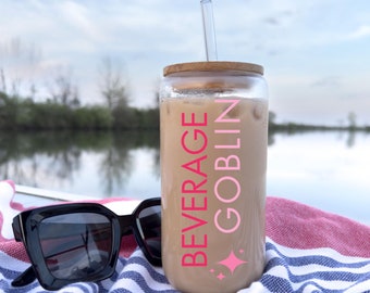 Beverage Goblin Iced Coffee Sipper Glass, 16oz Glass Gift for Drink Goblin and Coffee Addict